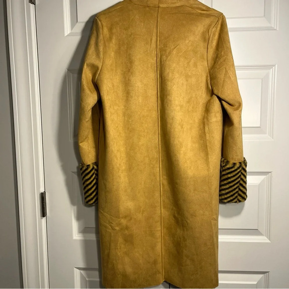 Alice Blue Cardigan Duster Animal Print Faux Suede Texture Open Front Size M - Picture 10 of 10